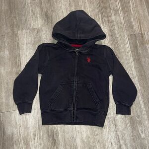 Kid polo Ralph Lauren navy zip up hoodie size S(6-7)